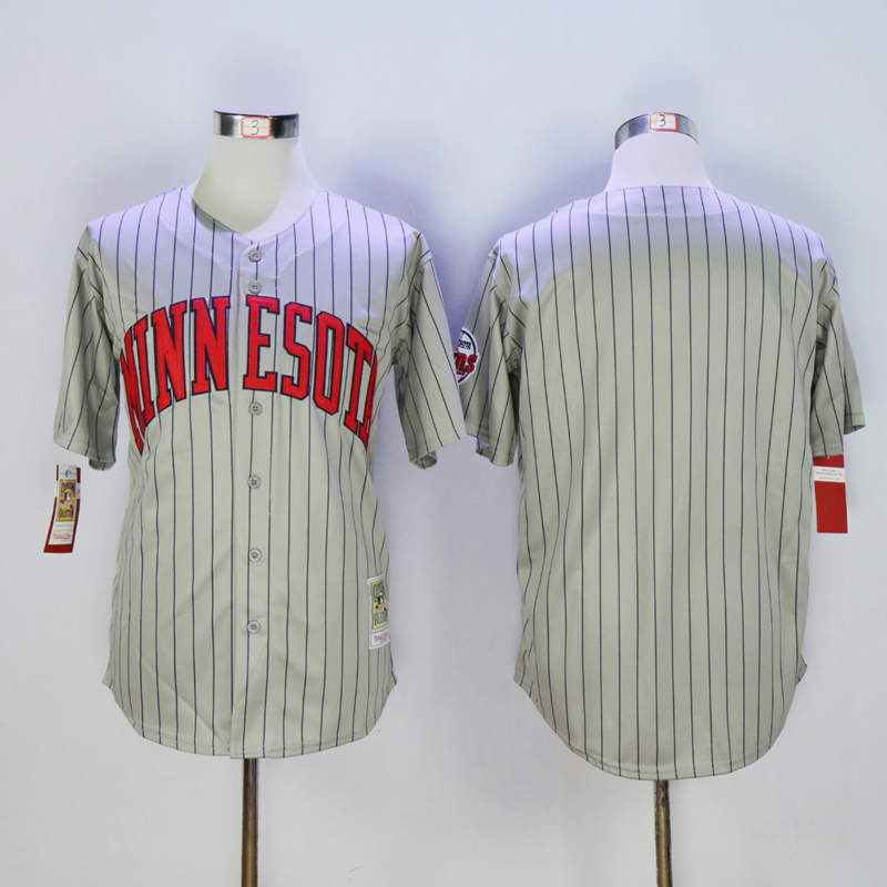 Men Minnesota Twins Blank Grey Stripe Throwback MLB Jerseys->minnesota twins->MLB Jersey